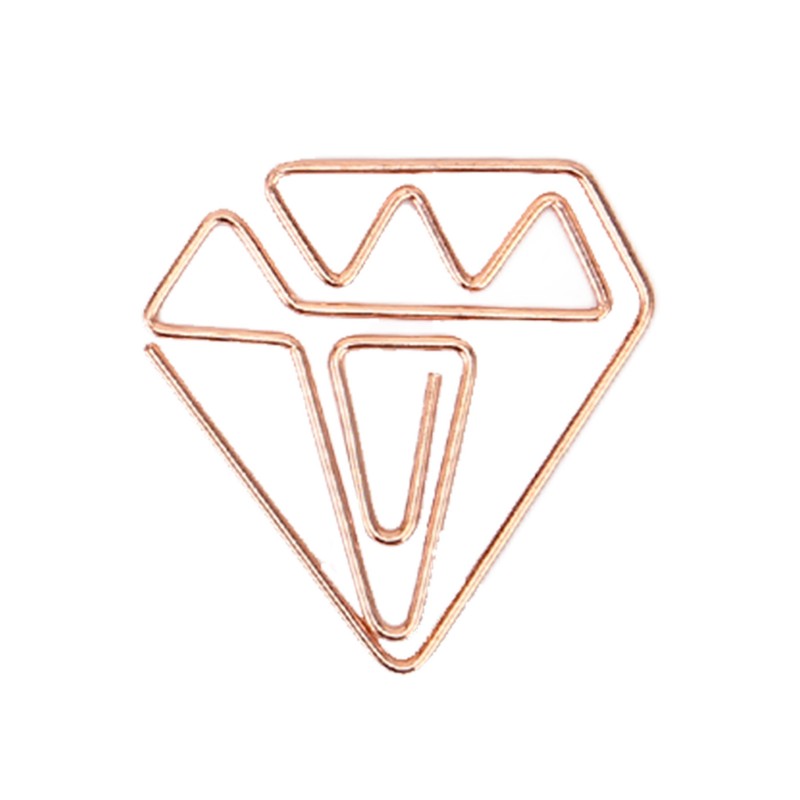 100pcs Rose Gold Paper Clips Cute Diamond Shaped Multifunctional Metal