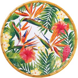 Les Jardins de la Comtesse - Round Serving Plate - Pure Melamine - 35.5 cm - Exotic Flowers - Red/Green - Serving Plate from the MelARTmine Collection - Unbreakable Tableware