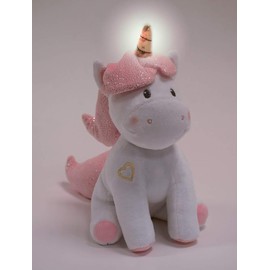 Jemini 023755 Licorne Peluche +/-24 cm Musicale et lumineuse Unicorn Musical and Luminous Plush Toy, White/Pink