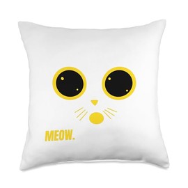 Cute Adorable Meow Cat Meowing Whiskers Big Eyes Cat Lovers Throw Pillow