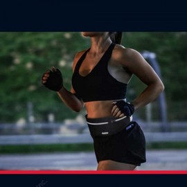 3-Pocket Sprinting Running Belt Black Strong Adhesion Sports Belt Pouch Single Item