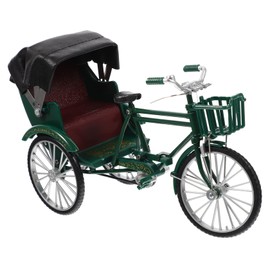 Veemoon Mini Bike Home Decoration Kid Toy Vintage Rickshaw Model Iron Art Model Retro Gift Collectible Figurine Party Ornaments Rickshaw Decoration Tricycle Doll Household Products Green