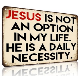 Smilelife Christian Jesus Gifts Vintage Jusus is A Daily Necessity Tin Sign Religious Metal Wall Art for Home Church Prayer Room Office Chapel Decor 8x12 Inch(3867)