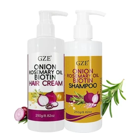 2 Pack GZE Onion Rosemary Biotin Hair Cream & Shampoo Care Set - for Hair Growth, Hair Loss Control, Damaged Hair Repair - with Onion Oil, Rosemary Oil & Biotin - 250g x 2