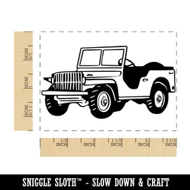 Military Jeep Army Vehicle Car Rectangle Rubber Stamp for Stamping Crafting - 2.5in Large