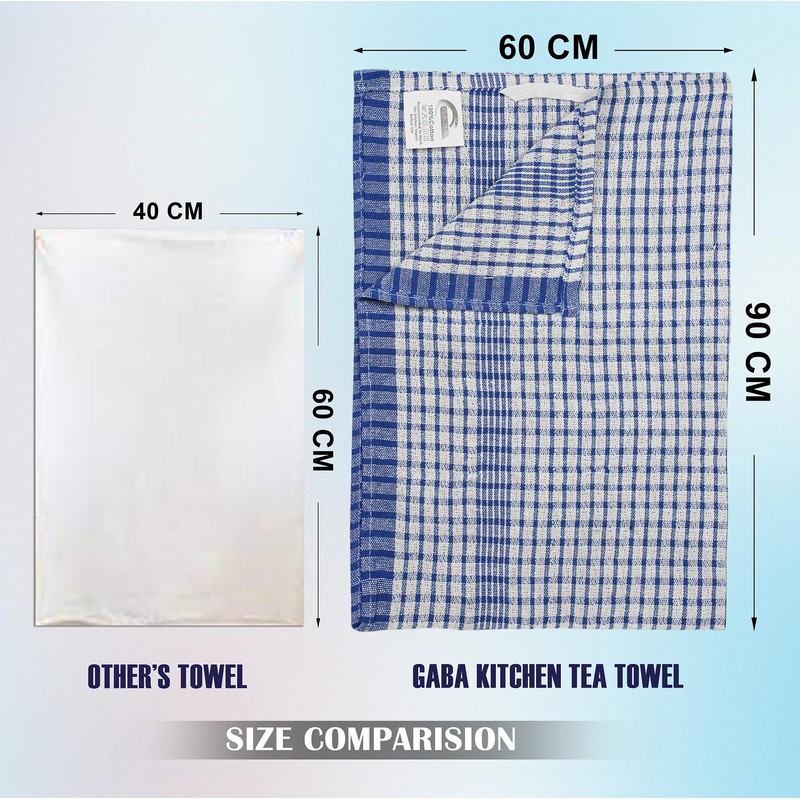 GABA Kitchen Towels 4 Pack 60x90cm, Pre Shrunk, Machine Washable,