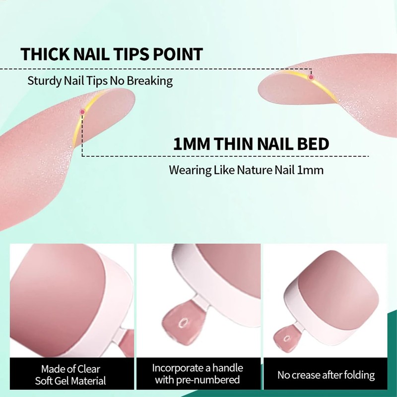 French Fake Toe Nails Set, Press on Nails for Toe,