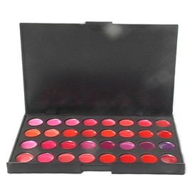 ML Collection 32 Warm Bright Color Lip Gloss Palette + FREE 2 Lip Brushes with cap