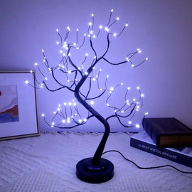JOINTWIN LED Bonsai Tree Light,108L Fairy Tree Lamp,Adjustable & Black Branches LED Tree Lamp,USB & Battery Operated Fairy Light Tree for Home Decor & Holiday Decorations,Ideal Gift Ideas(White)