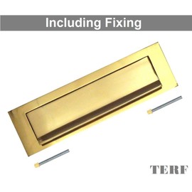 TERF® 250mm X 75mm Traditional Type Victorian Letter Postal Plate Gravity Polished Brass 250mm X 75mm (10'' X 3'') Letter Postal Box Cover Plate Gravity including Fixing Screw
