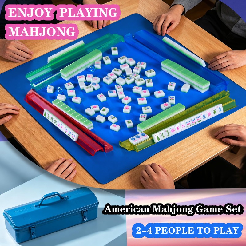YINIUREN Mahjong Tile Set Green 166 American Mahjong Tile Set