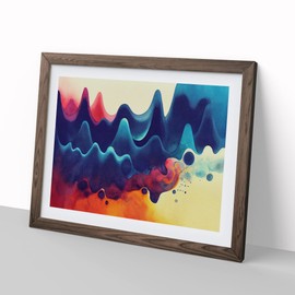 Watercolour Audio Soundwaves Vol.2 Abstract H1022 Framed Print for Living Room Bedroom Home Office Décor, Wall Art Picture Ready to Hang, Walnut A4 Frame (34 x 25 cm)