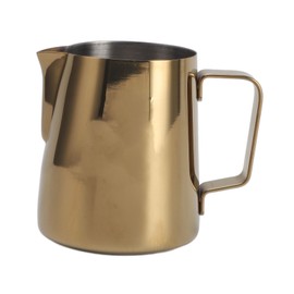 Frothing Cup 304 Stainless Steel Large Capacity Milk Frothing Pitcher with Handle for Coffee 380ml Gold Glossy