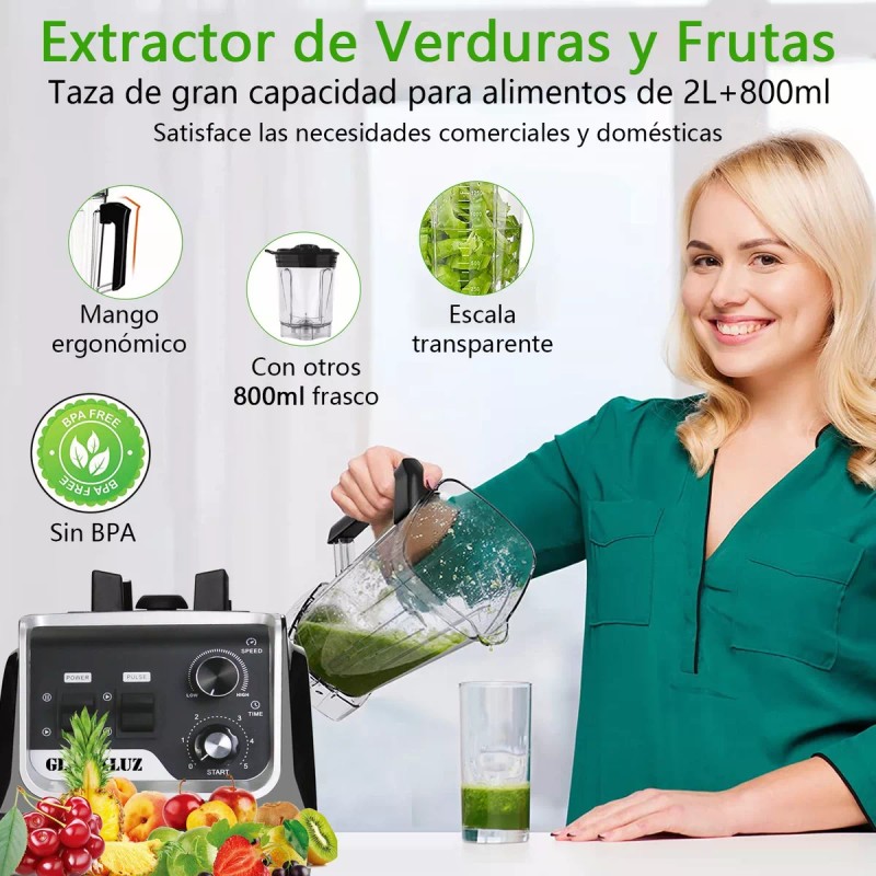 Moñinar Licuadora Profesional Uso Rudo,blender Para Hielo,1800w 2l