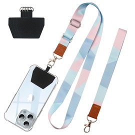 H HOME-MART Phone Lanyard,4× Pads, 1× Adjustable Neck Lanyard Strap, 1× Wrist Lanyard Strap for Keys ID Badge Set Phone Tether
