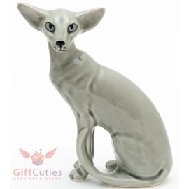 handmade Porcelain Figurine of Oriental Shorthair Cat Kitty Kitten