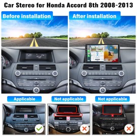 4GB+64GB Android 13 Car Stereo for Honda Accord 8th 2008-2013 with Wireless Carplay Android Auto, 10.1 Inch HD Touch Screen Bluetooth Car Radio with Mirror Link Rear Camera WiFi6 GPS DSP FM RDS SWC