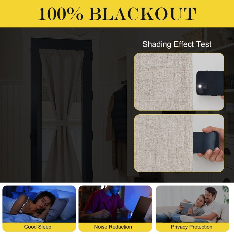 NICETOWN Door Curtains, 25 x 72 inch Long 100% Blackout
