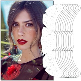 Jemattely Silver Face Makeup Patches Glitter Freckles Face Tattoo Silver Glitter Freckles Sparkle Makeup Patches Waterproof Face Glitter Speckles Patches for Women-10 Count