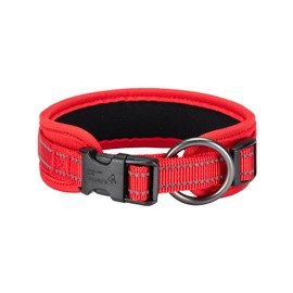 EXCELLENT ELITE SPANKER Classic Dog Collar PU Material Pet Collar with Buckle Adjustable for Small Medium Large Dogs Walking Training Black Red Blue(Red-L)