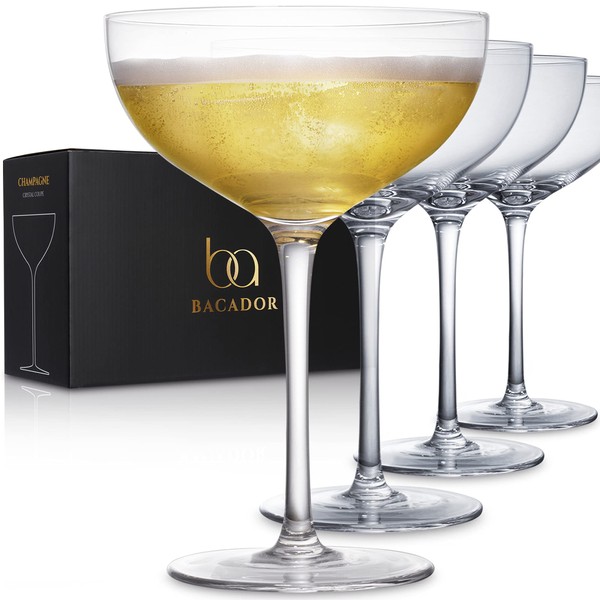 Champagne Coupe Glasses Set of 4 - Elegant Cocktail Coupe, Ideal for serving Martini, Gimlet and Manhattan - High Clarity Crystal Glassware - Excellent Addition to Your Home Bar - 11.5 oz