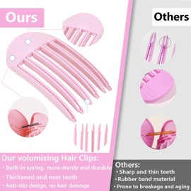 KAGNAL 2 Pack Hair Volume Clips Hair Root Clips for Fluffy Bangs Easy High Crown Volumizing Hair Clip for Roots Curly Hair Volume for Women Tool Natural Voluminous Look(Pink)