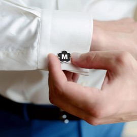 XXKOTWA Initail Cuff Links for Mens French Cuff Drsee Shirts,26 Alphabet Stainless Steel Cufflinks for Men, Business Wedding Shirts A-Z