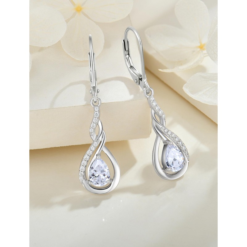 JIWOY Infinity Dangle Earrings 925 Sterling Silver Twisted Drop Earring
