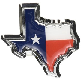 Texas Flag in Shape of Texas Chrome Metal Auto Emblem