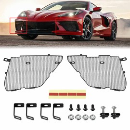 BILLFARO 2Pcs Black Upgraded Front Radiator Guards Grille,Aluminum Front Outer Grill Low Profile Body Bumper Grille Vents Insert Mesh Set for Corvette C8 Stingray Z51 Convertible/HTC 2020-2025