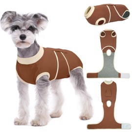 Kuoser XS Dog Surgery Recovery Suit, Dog Recovery Suit Female Male Dog Surgical Recovery Vest Dog Post Surgery Body Suit Adjustable Onesies Dog Body Suit after Surgery, Brown