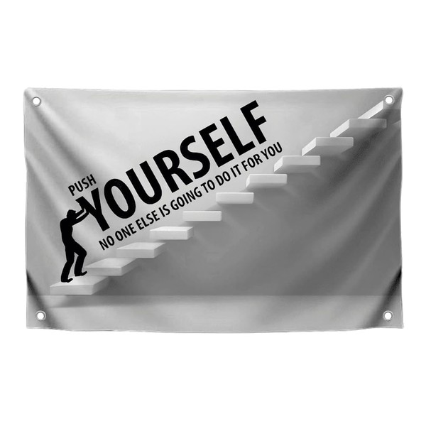 3x5 Feet Motivation Quoted Flag "Push Yourself No One Else
