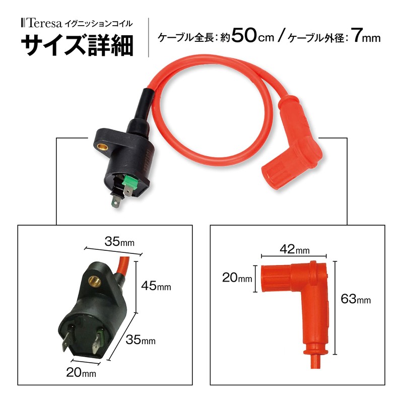 Teresa Ignition Coil, Plug Cord, Motorcycle, 1.7 fl oz (50