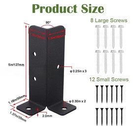 4 Pack Anchor Base Brackets Black Steel, Wall Mount, Adjustable Deck Post ，Fits 1.5x1.5, 2x2, 2x4, 4x4 Posts, for Decking, Fencing, Pergola, Railing, Mailbox Mount