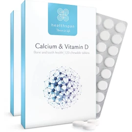 Healthspan Calcium & Vitamin D Chewable Tablets (240 Tablets) | High Strength Calcium with Natural Vitamin D3 & Added Vitamin K for Bone Health | Vanilla Flavor | Vegetarian-Friendly