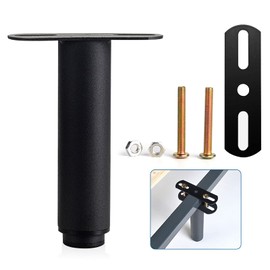 Bed Adjustable Legs, Metal Furniture Support Legs Foot Retractable Heavy Duty Bed Center Frame Slat Support Leg,Suitable for Cabinet Sofa Bed Frame Replacement Parts 1 Pcs（7inch -13inch） (Black)
