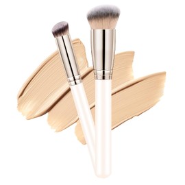 Pinceles de maquillaje Dpolla Pro Foundation Brush y corrector impecable, perfectos para cualquier aspecto, cepillo de contorno de cabello de lujo premium perfecto para mezclar líquidos, pulir, crema, esculpir, maquillaje mineral (blanco)