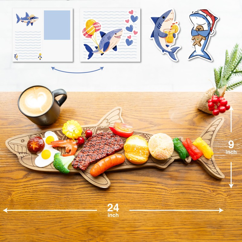 PUICIO Shark Charcuterie Board Shark Couchie Acacia wood Board,Christams Kitchen