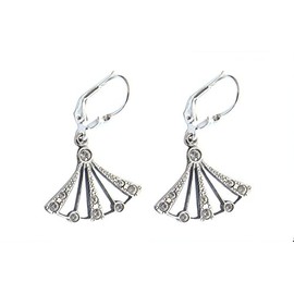 Twenties-Style Earrings Sterling Silver w/ Austrian Crystals