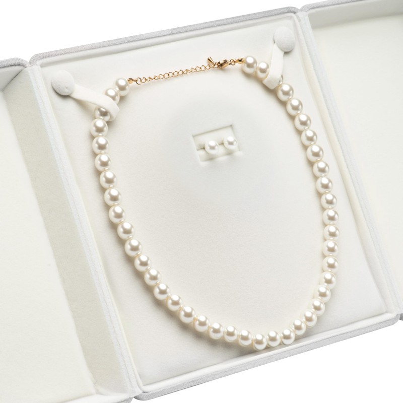 COWFEX Velvet Big Chunky Pearl Necklace Ring Gift Box Showcase