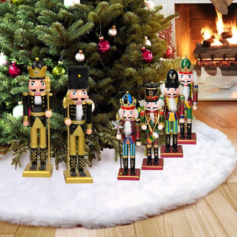 30cm Wooden Nutcracker Soldier Christmas Decorations,2pcs Large Christmas Nutcracker Figures