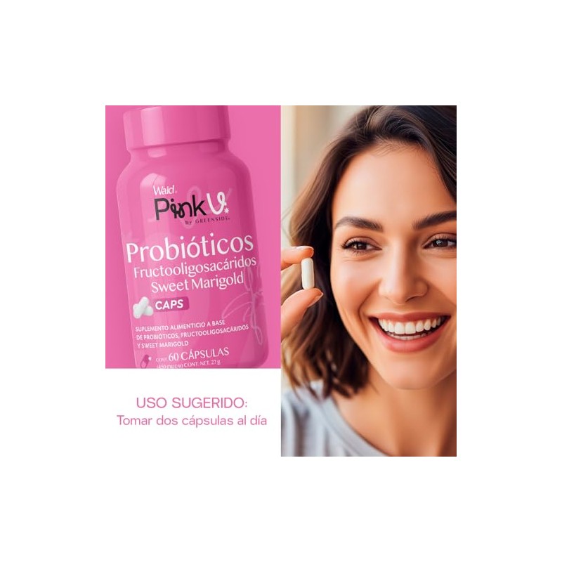 PinkV Suplemento de Probióticos con Fructooligosacáridos y Sweet Marigold 60