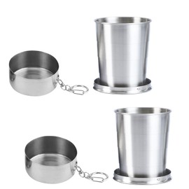 Pack of 2 Stainless Steel Folding Cups, Outdoor Travel Folding Cup, Retractable Collapsible Cup, Reusable Folding Cup, Stainless Steel Travel Folding Cup, for Travel, Picnic, Hiking Outdoors
