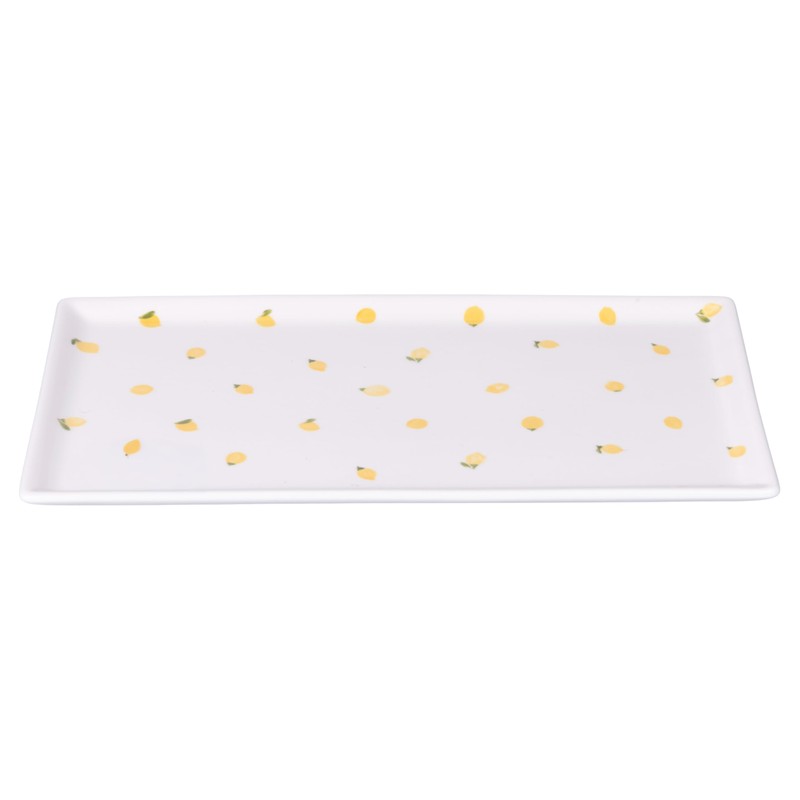 Set 4 Piatto rettangolare in porcellana 31,6x16,8 cm, limoni, Fruit