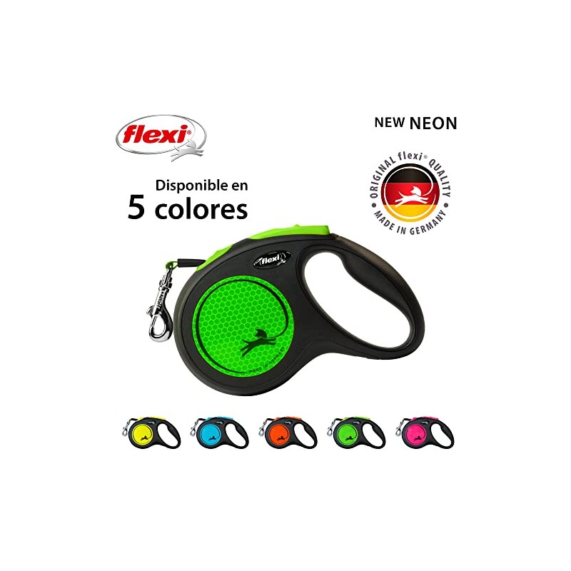 Flexi Correa Neon Verde Mediana De Cinta 5M