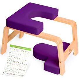 BODYWAKER Yoga Headstand Bench, Stand Yoga Chair for Balance Training, Core Strength Building, Upside Down Chair for Relaxation, Handstand Trainer Inversion Chair for Home Gym (Wood Purple)