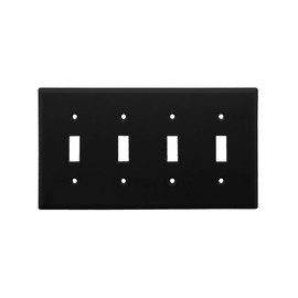 Leviton 4-Gang Toggle Device Switch Wallplate, Standard Size, Thermoplastic Nylon, 80712-E, Black