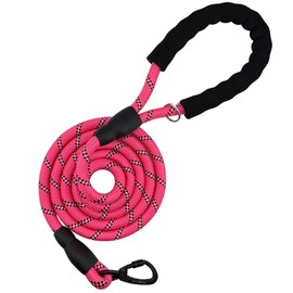 PawLink, 6FT Strong Heavy Duty Dog Leash with Padded Handle, Highly Reflective Nylon Threads and Carabiner Hook for Small, Medium & Large Dogs - 6 ft Long 1/2 inch Diameter (Pink)