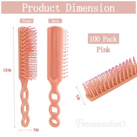 Framendino, 100 Pack Disposable Hair Brushes Bulk for Homeless Curly Pink