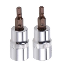 2PCS Juttzzei Hex Bit Socket, 3/8" Drive x H4 (4mm) Allen Key Socket, Premium S2 Alloy Steel 4mm Hex Bit with 1.89" Length for Torque Wrench, Ratchet Wrench, Impact Power Drills
